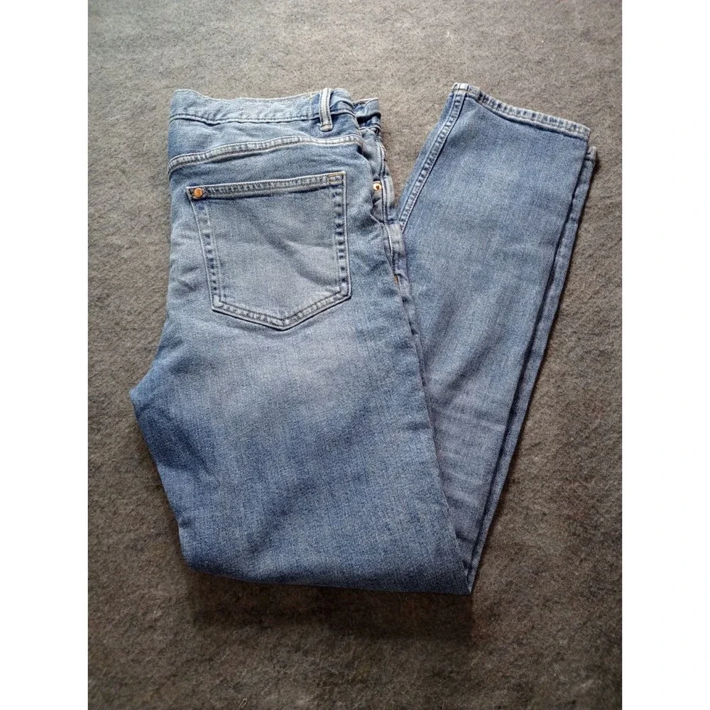 H&M &Denim Men's Slim Fit Jeans Size 34x32 Light Wash Stretch Blue Denim Pants